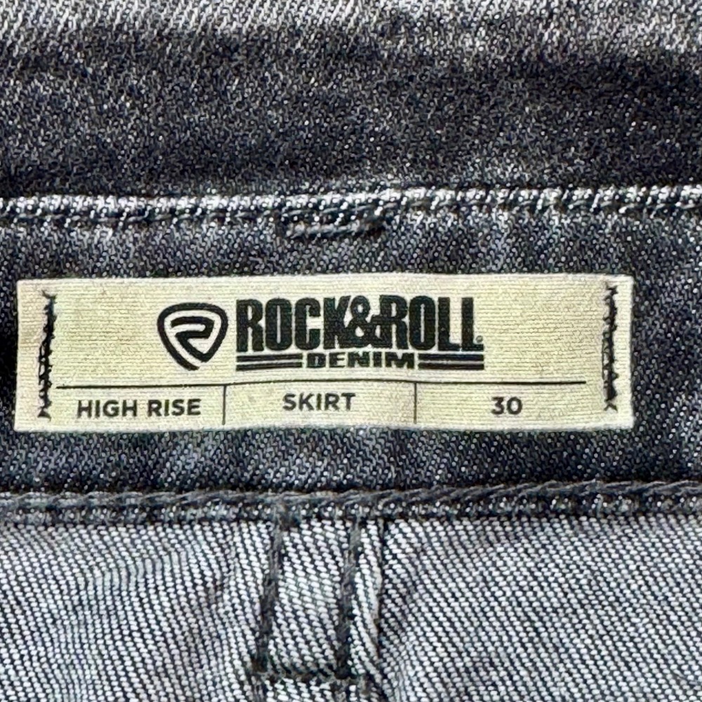 Rock & Roll Denim High Rise Button Front Stretch Skirt Size 30 Black‎ Wash - Picture 3 of 10